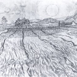 Vincent-van-Gogh-Feld-mit-aufgehender-Sonne