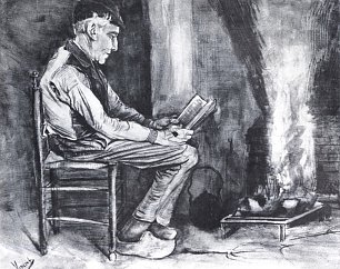Vincent van Gogh Lesender Mann am Feuer Wandbild