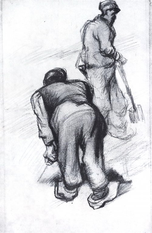 Vincent van Gogh Studienblatt mit zwei Bauern Wandbild
