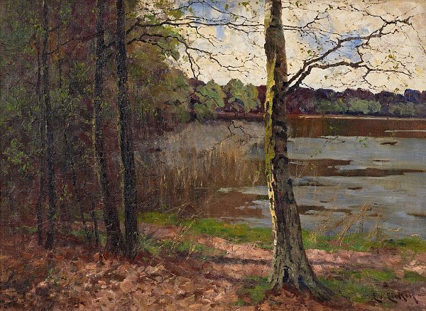 Elisabeth von Eicken Fruehling an einem See in Mecklenburg Wandbild