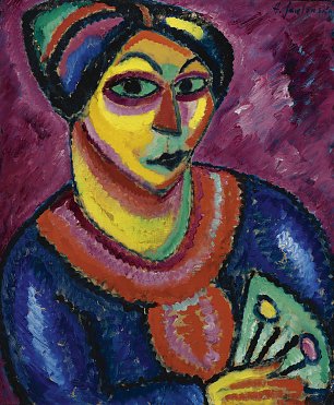 von Jawlensky Frau mit gruenem Faecher