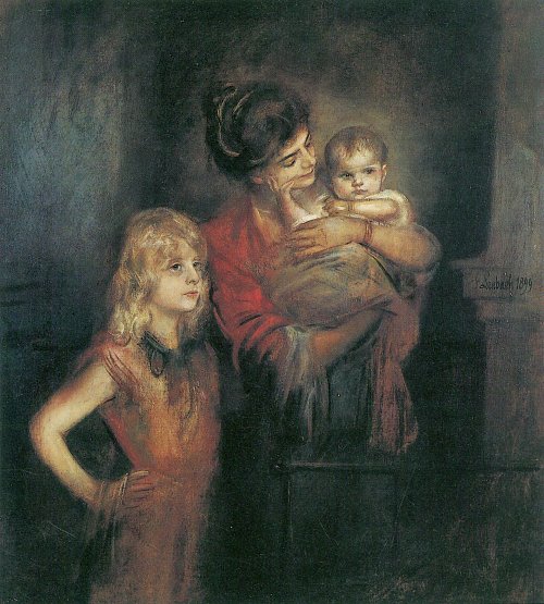 Franz von Lenbach Lolo von Lenbach mit Toechtern Marion und Gabriele Wandbild