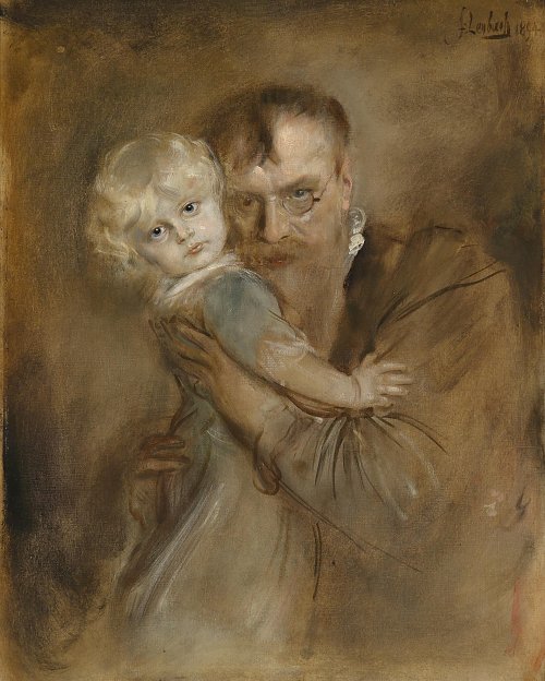 Franz von Lenbach Selbstportraet mit Tochter Marion Wandbild