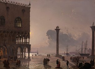 Friedrich von Nerly Mondschein Blick von Piazza San Marco auf San Giorgio Wandbild