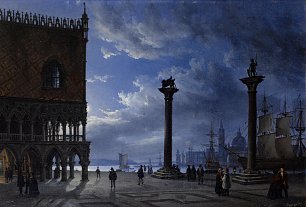 Friedrich von Nerly Piazza San Marco bei Mondschein Wandbild