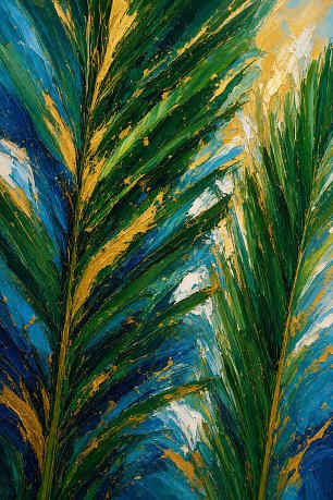 Palmen Blaetter Wandbild