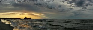 Meer-Gewitter-Sturm-Sonnenuntergang