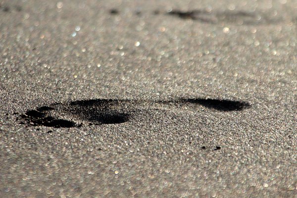 Fussspur im Sand Wandbild