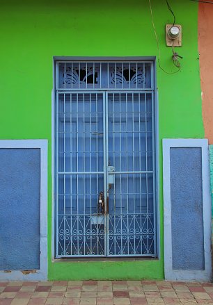 Blaugruenes Haus Wandbild