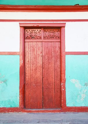 Rot Blaues Haus Wandbild