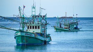 Fischerboote in Thailand Wandbild
