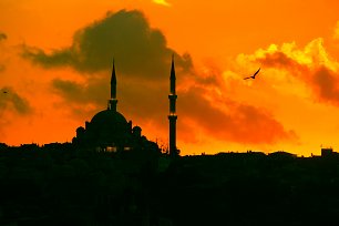 Nachteinbruch mit Moschee Wandbild