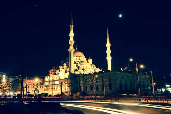 Nachthimmel mit Grosser Moschee Wandbild